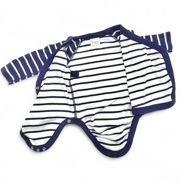 Hanna Andersson Baby Side Snap Organic Cottonβ Bodysuit Unisex Navy Stripe 3-6M - Picture 2 of 7